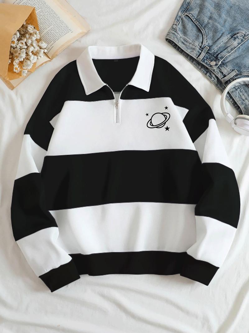 Product Introduction of Luriancloth Sweater Wanita Salur Dewasa Remaja - Unisex Flecee Lengan Panjang Rugby Planet 14