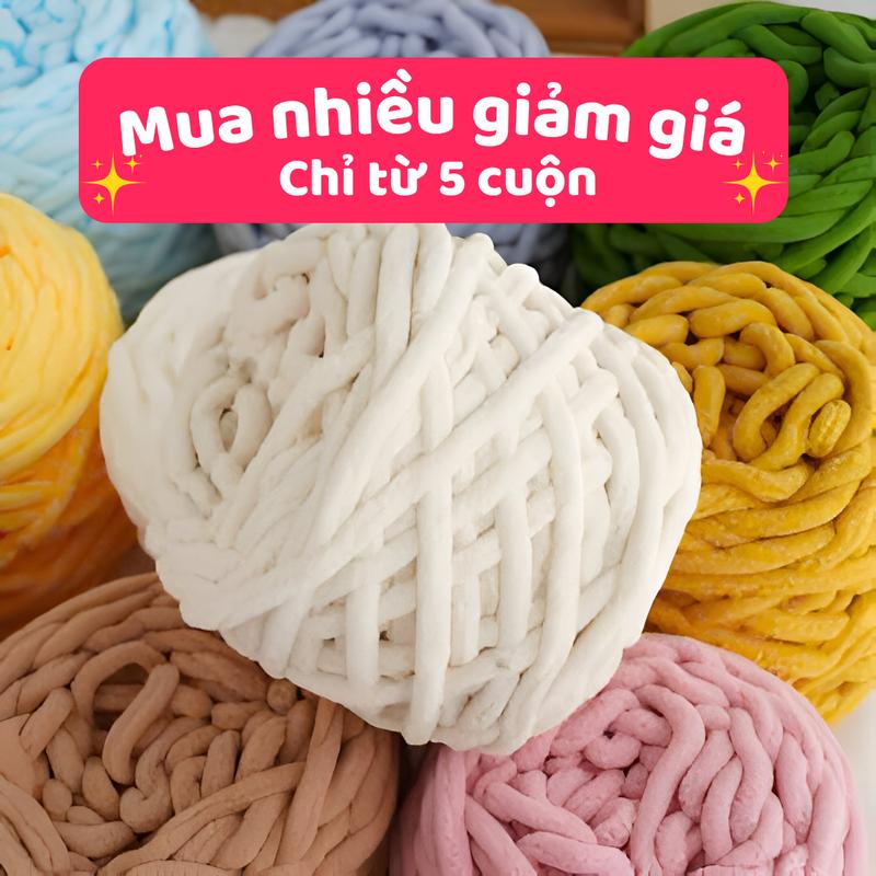 Bông bán Len Len nhung đũa nhiều màu mềm mịn 100g amigurumi kim móc giỏ len gấu