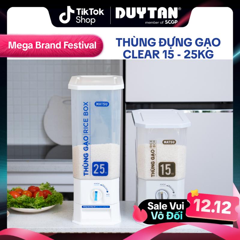   CP  Thùng đựng gạo Clear trong 15 - 25kg thương hiệu Matsu Nhựa Duy Tân thùng đựng thông minh tiện lợi chống ẩm mốc mối nhọt 