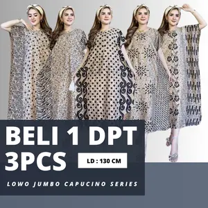 Beli 1 Dapat 3 Daster Lowo Jumbo Capucino Series Resleting Depan Rayon Adem Dipakai Terbaru 2024