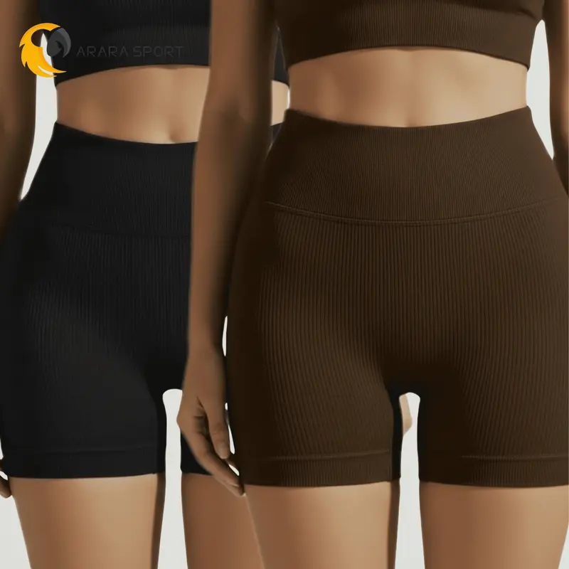 ARARA SPORT Conjunto Canelado Poliamida Top Short Alça Cruzada