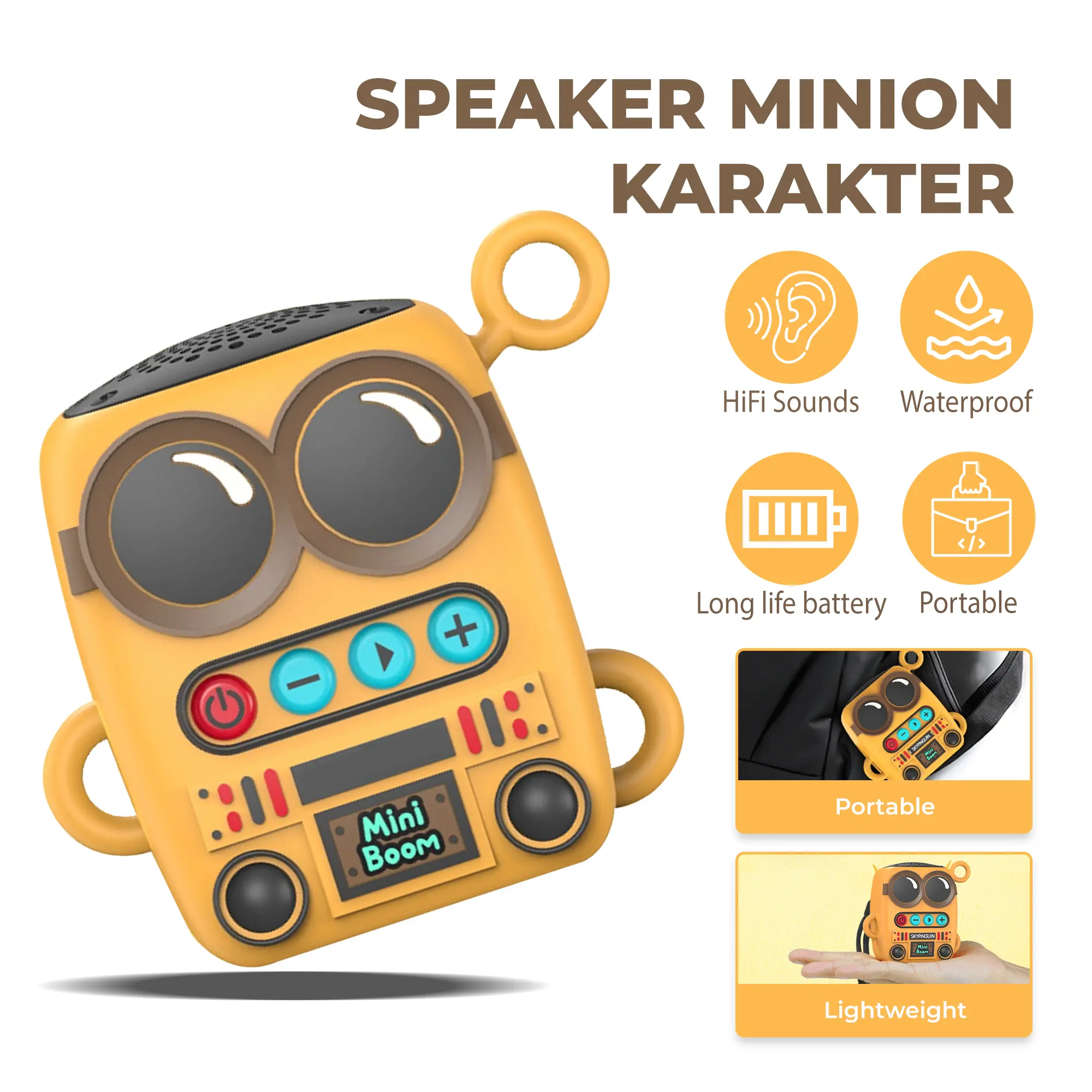 107 Home Speaker Bluetooth WS52 Mini Lucu Versi 5.3 Musik Nirkabel Stereo Luar Ruangan Portable