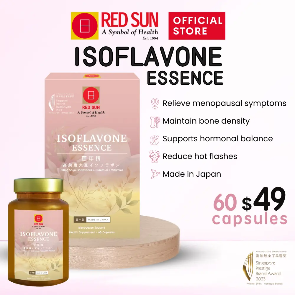 RED SUN Isoflavone Essence - 60 Capsules - Menopause Support Health Supplement