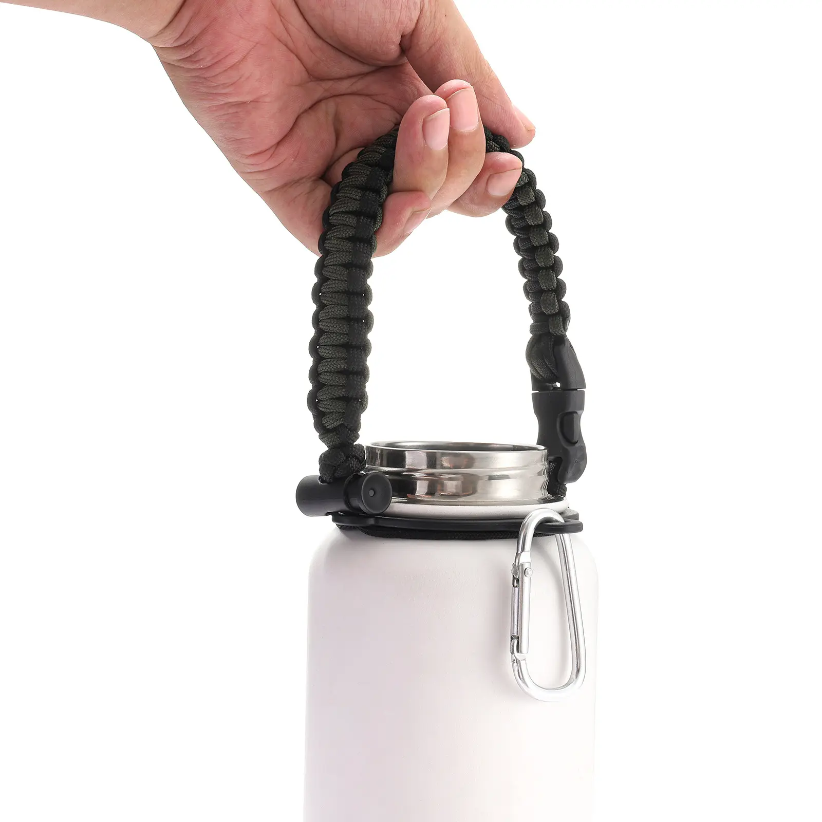 Water Bottle Handle Strap for Outdoor Camping Water Bottle Strap Paracord Handle with Safety Paracord Handle Carabiner