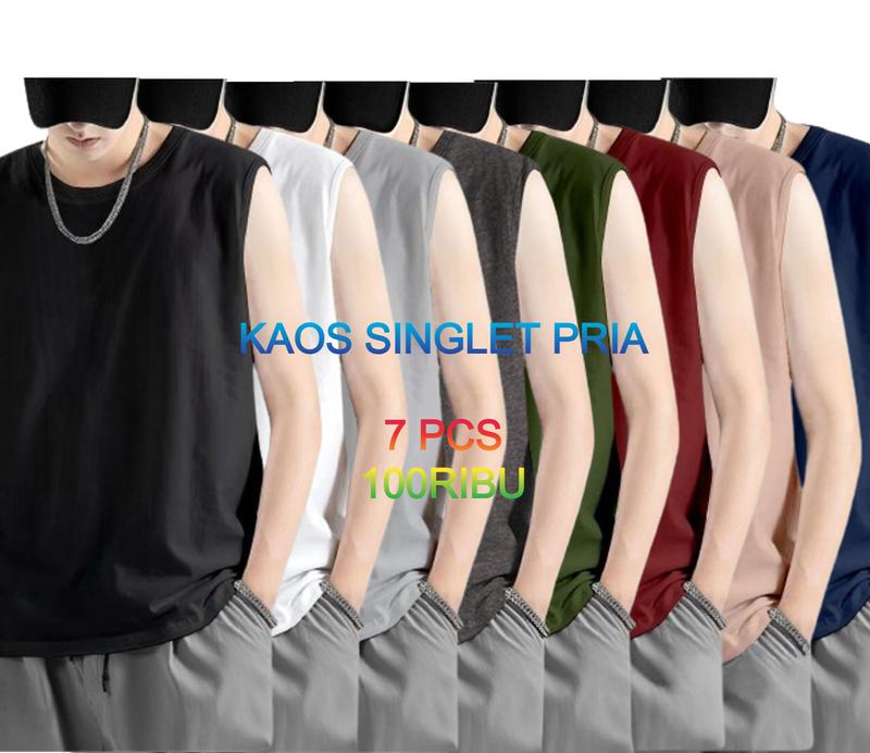 Kaos Singlet Pria Gym Funzie 7 pcs 100 Ribu Polos Singlet Cowok Trendy Kaos Lekbong Laki Laki 0