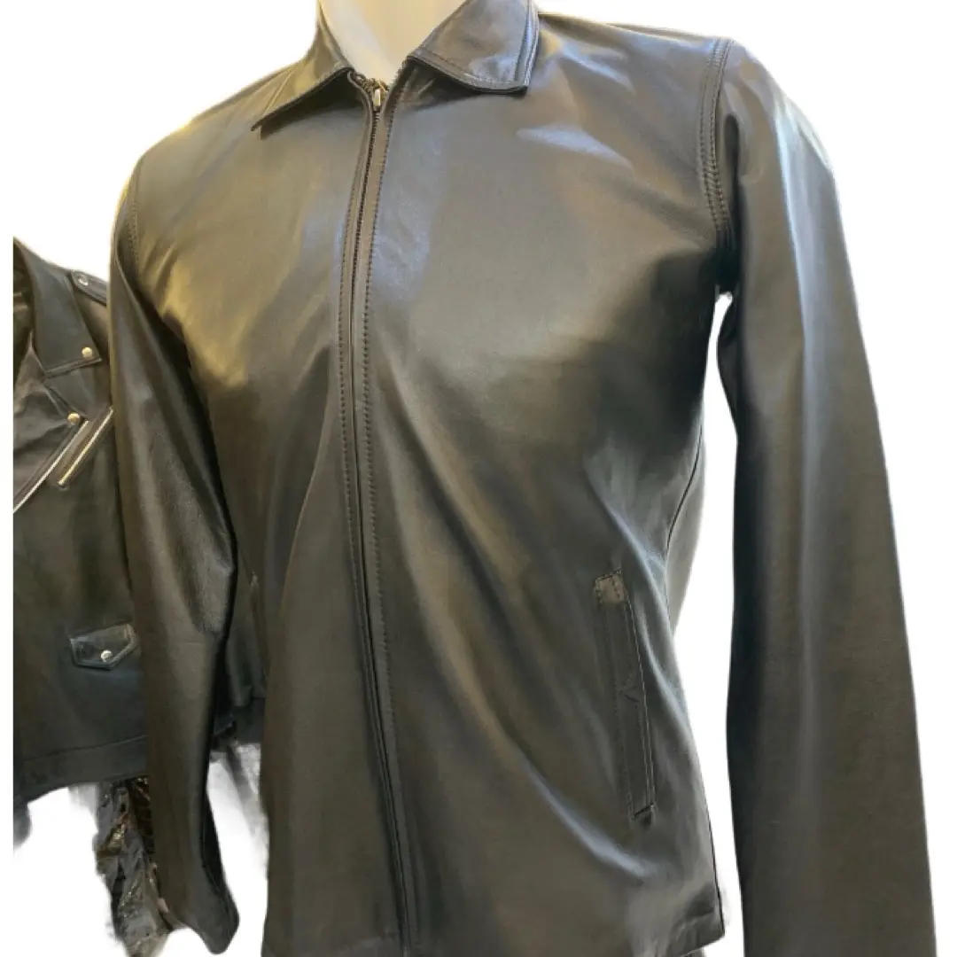 Jaket kulit motif kerah daun Pria Hitam 6Coklat Keren