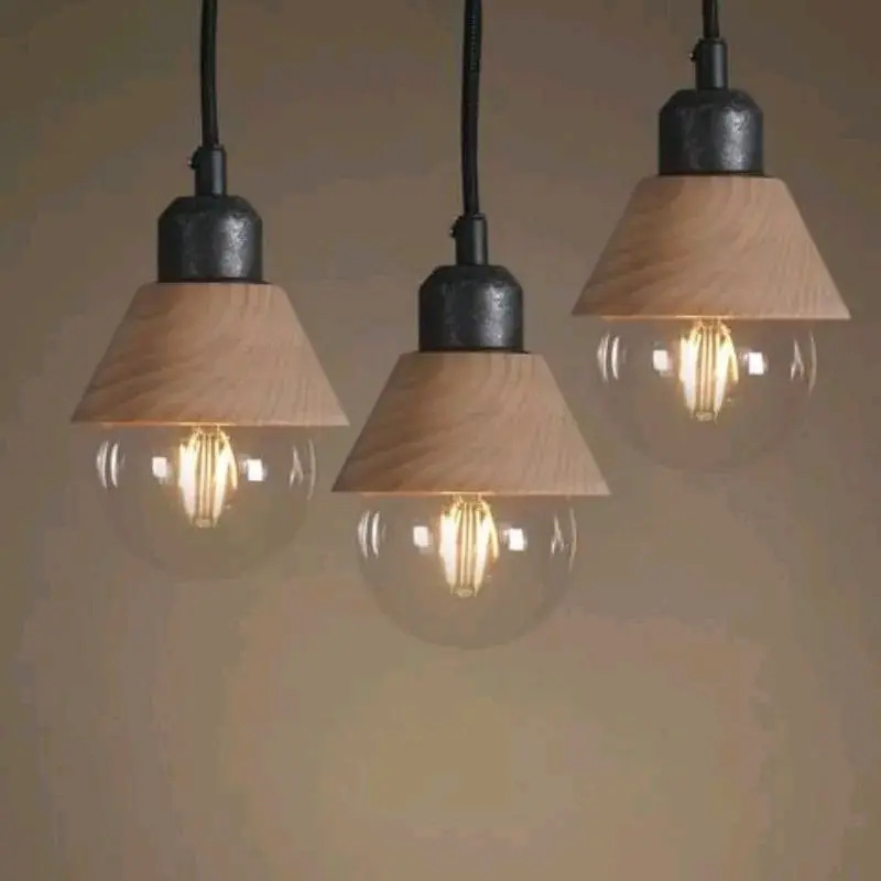 lampu gantung minimslis ufo lampu gantung easthetik Bohlam Kayu Minimalis 0
