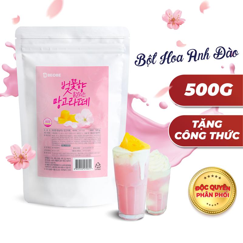 Bột Latte Hoa Anh Đào và Xoài BEOBE Gói 500g - Làm Trà sữa, Đá xay, Sữa tươi,... Nhập Khẩu Hàn Quốc
