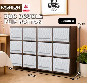 CLUB Fashion Duo Double Susun 1 - 3 - Lemari Pakaian Plastik - Lemari Plastik Serbaguna - Kabinet TV