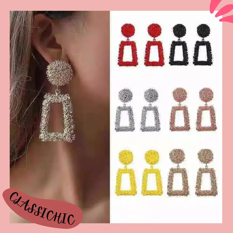 ❀Cc❀ FA52 Anting Panjang Wanita kotak Earrings Jewellery 0