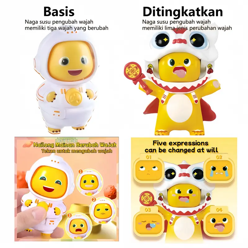 【Gantungan Kunci】Hadiah Ramadhan 3 Ekspresi Acak Mainan Nailong Dino Kuning Terbaru / Mainan Dekompresi / Berubah Ekspresi Wajah / Berubah Wajah Lucu Toy Doll 1