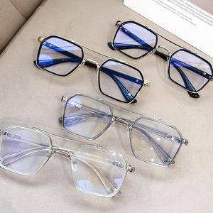 FS Vintage Glasses Men Frame Square spike eyewear Spectacles spec black silver gray