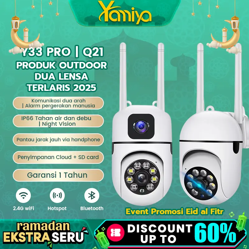 Yamiya  COD V380 Y33 Outdoor Dual Lens CCTV Camera Kecil HD 1080P WIFI Koneksi Nirkabel Penglihatan Malam Lensa Ganda Kamera Keamanan Dua Pelayaran PTZ Wireless