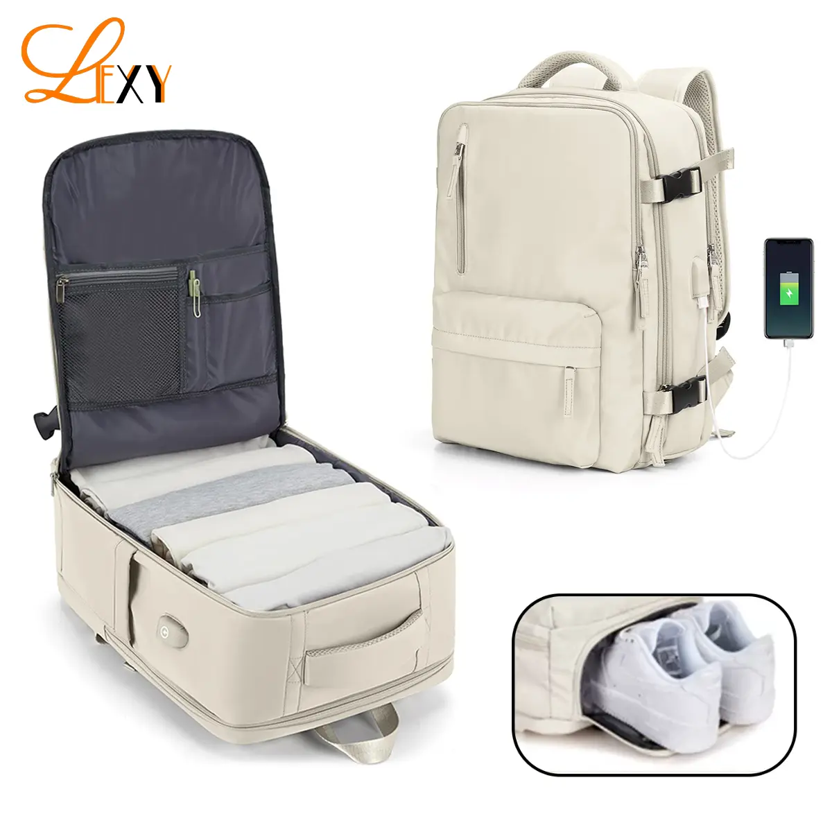 LEXY Tas Ransel Pria Wanita Travel 55L Anti Air Laptop Backpck 16 Inch Multifungsi