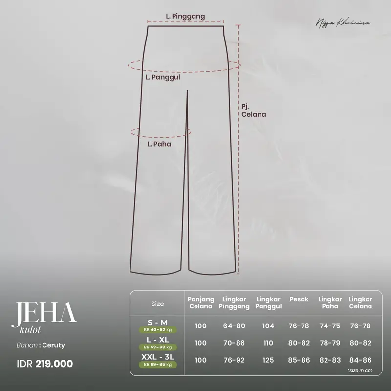 Jeha Kulot - Bawahan Wanita - Ceruty - Polos - Celana Rit - Kuliah - Jalan - Santai - Kasual - Elegan - Santai Muslim Panjang 8