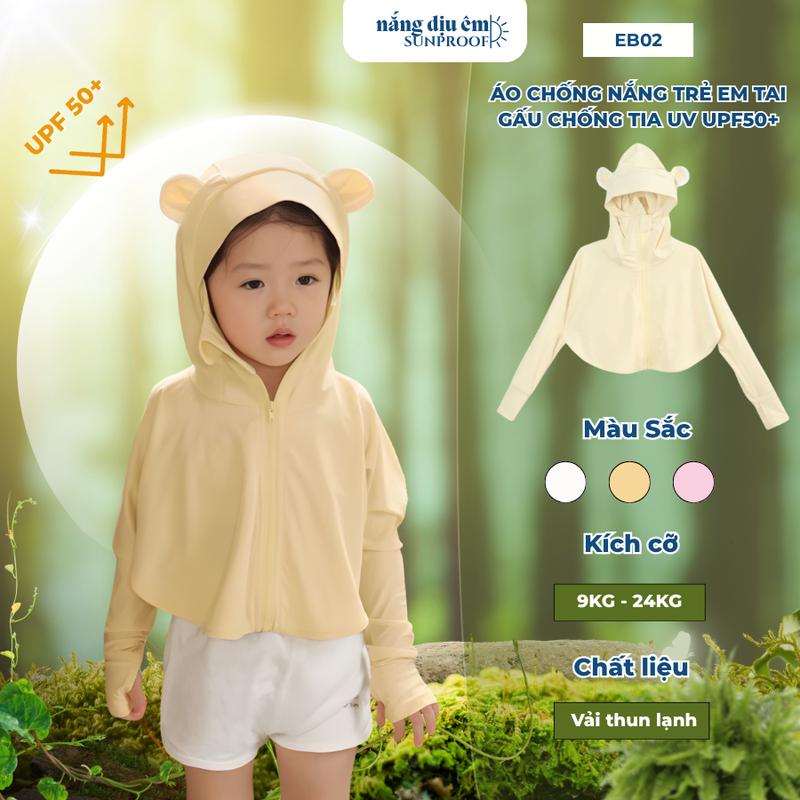  Áo chống nắng trẻ em top thun lạnh tai gấu chống tia cực tím UPF 50+ chống tia UV SixMoon 