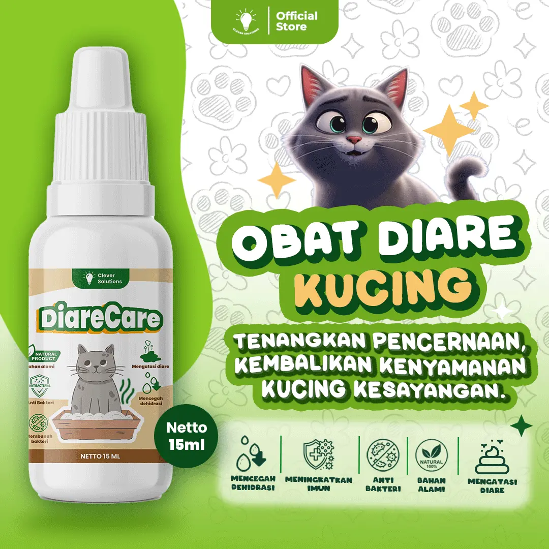 Clever Solutions-Diare Care 15ml Obat Diare Kucing Pup Lembek Dehidrasi & Memperbaiki Kondisi Pencernaan