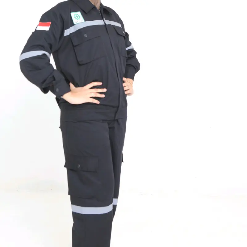 SETELAN WEARPACK SAFETY HITAM LENGAN PANJANG 2