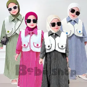Gamis lebaran ala korea anak perempuan bahan scuba premium pakai  rompi usia 1 sampai 12 tahun banyak pilihan warna Muslim Nyaman Panjang Syari