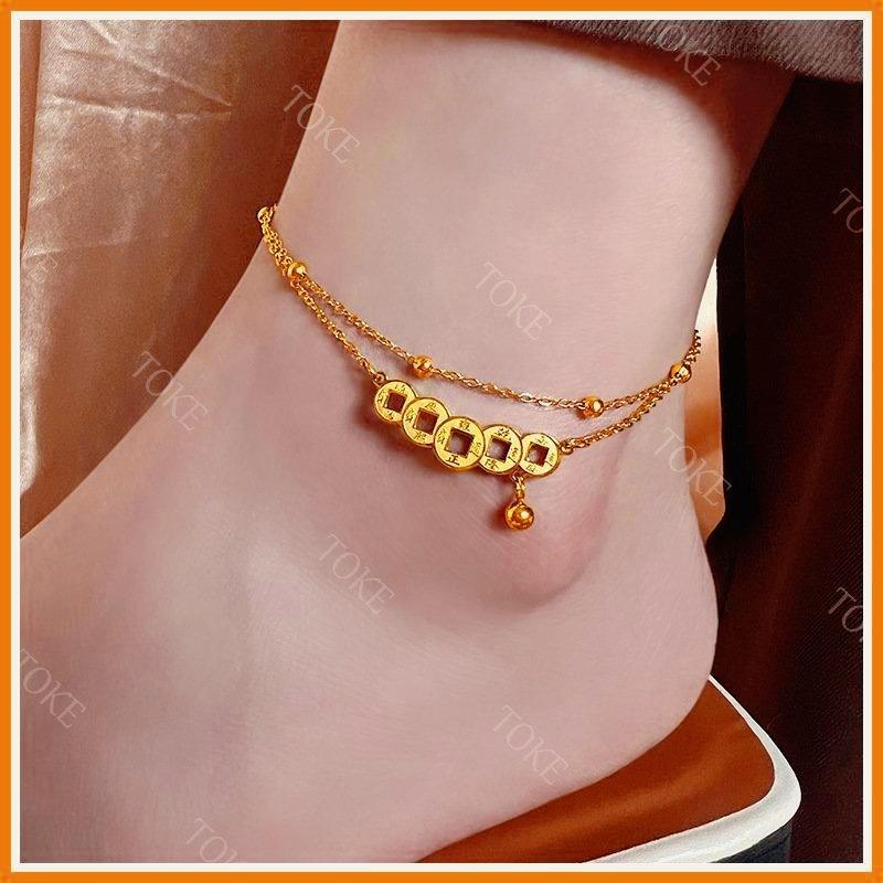 Lắc chân titan nữ khống gỉ không đen vòng chân xinh trang sức titan