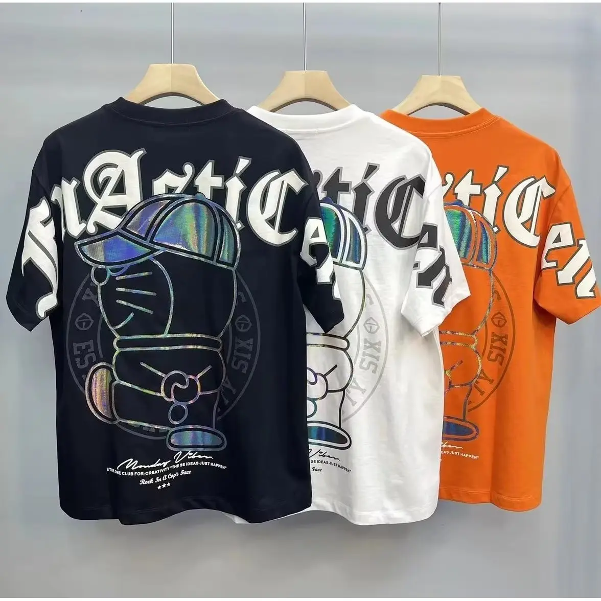 Summer cartoon printing cotton short-sleeved T-shirt loose men's trend students large size