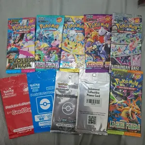 Kartu TCG Booster Pack Pokemon Indonesia Satuan Baru dan Segel Silahkan Dipilih Kartu Pokemon ( ScarletViolet /  Ledakan Peniada / Kilat Rasi / Kehadiran Juara /  Evolusi Mega / Bimbingan Rasi / Ikatan Takdir / Penelitian Profesor)  Lengkap