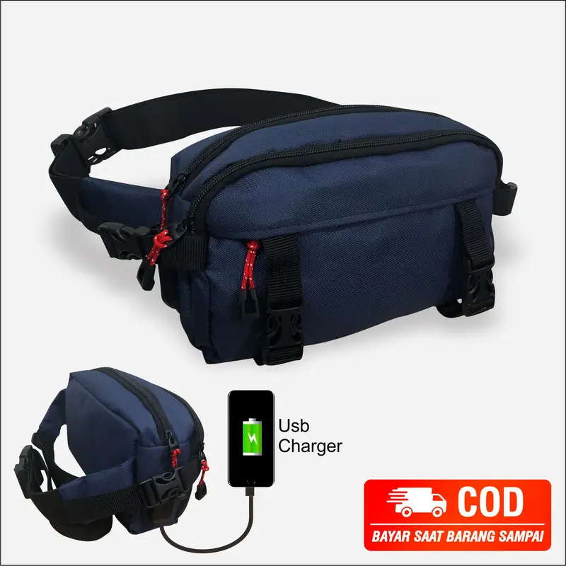 Tas Selempang Pria Kasual Polos Ada Fitur Usb Charger Untuk HP Bisa Dipakai Untuk Tas Sepeda - PG - 8809 0