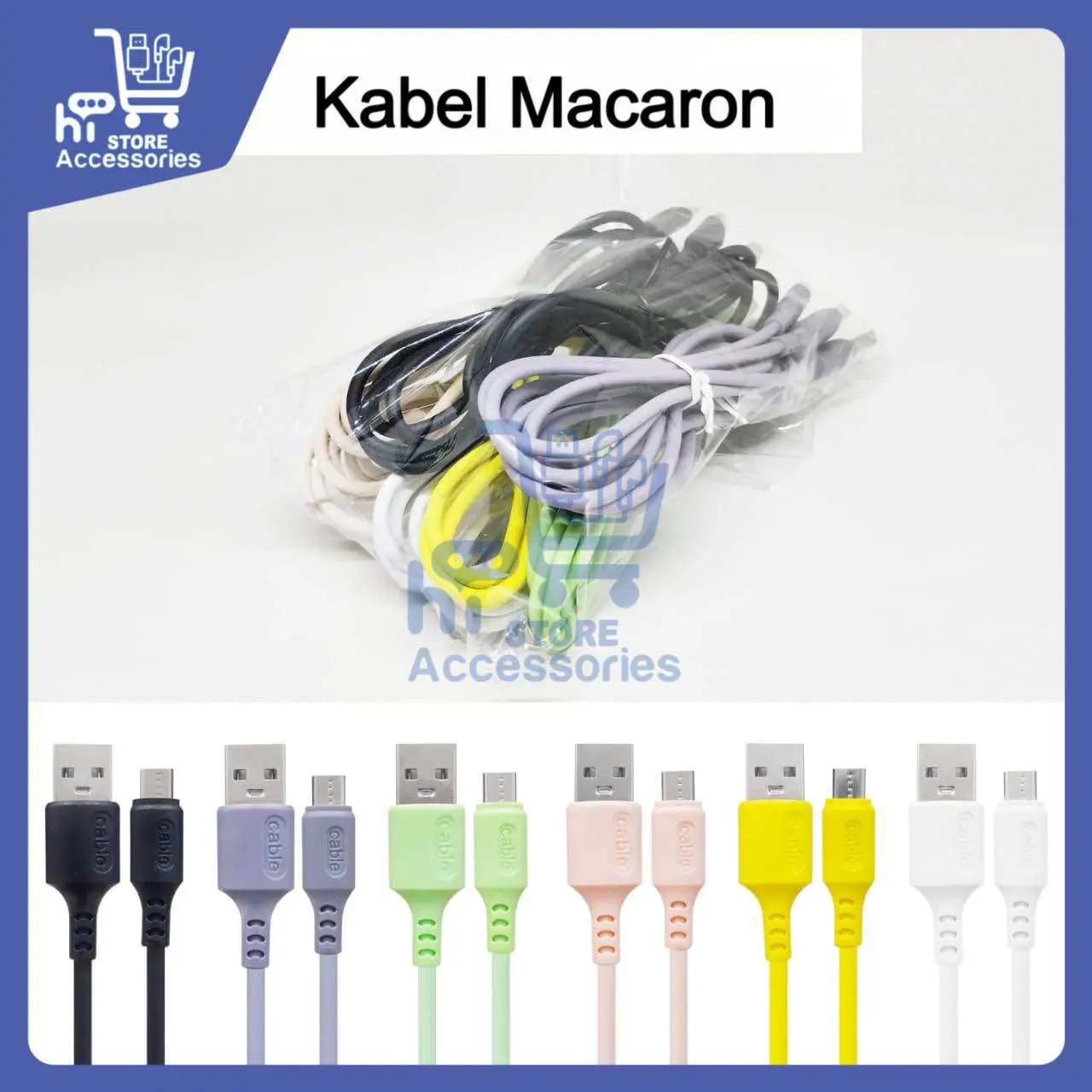 Kabel Makaron Micro USB / V8 / TYPE C | Cable Charger Macaron Warna Warni
