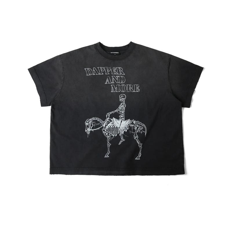 Áo Thun Wash DAPPERANDMORE Skeleton Horse Washed Form Boxy Ngắn Mài Sờn 300GSM