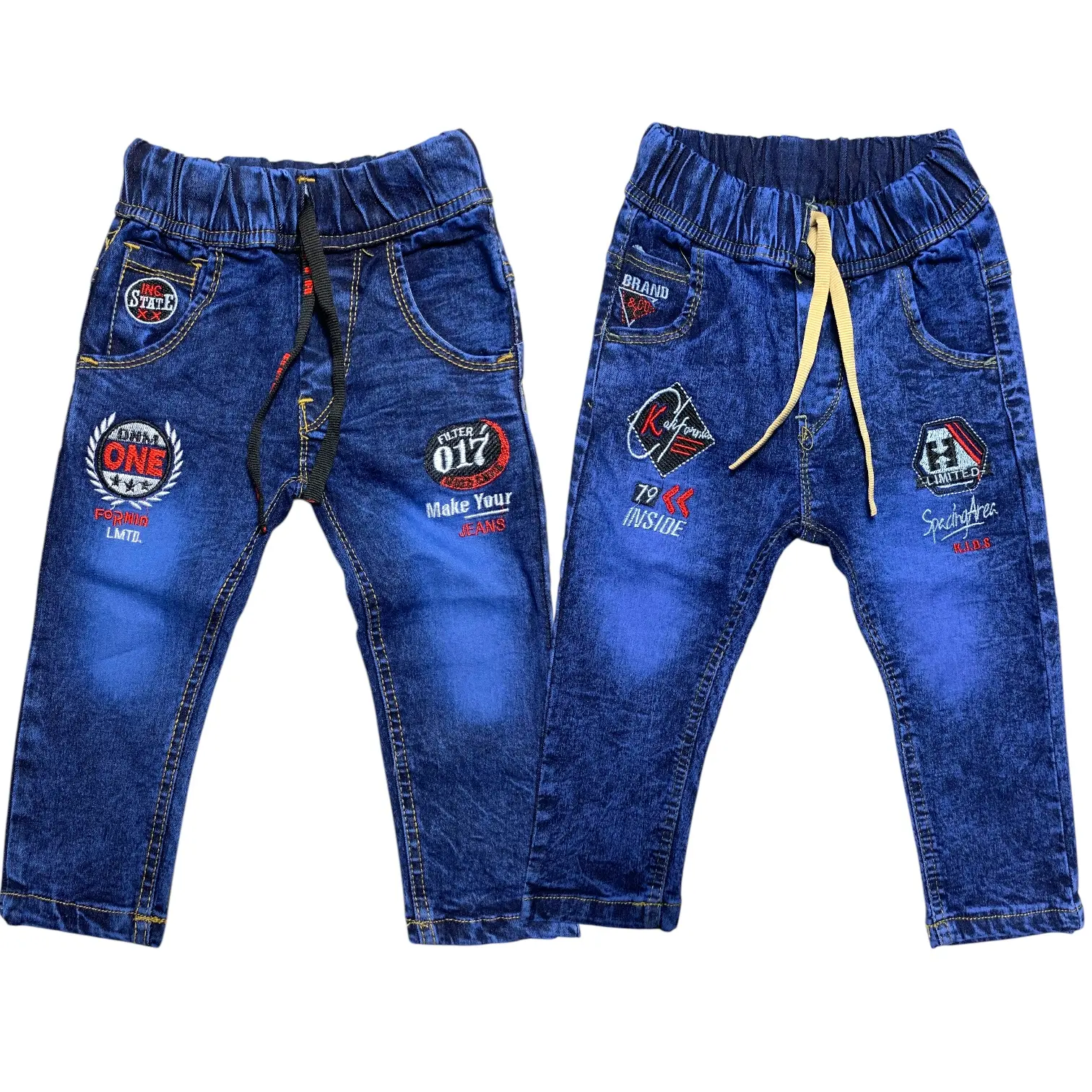 CELANA JEANS DENIM ANAK MODEL KOLOR BORDIR USIA 1-5 TAHUN, PJ97 Bayi Laki-Laki