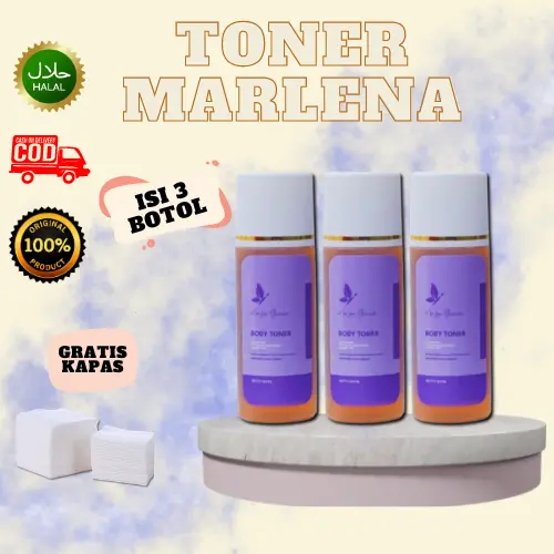 MARLENA TONER BADAN ISI 3 BOTOL / TONER WHITENING BPOM FREE KAPAS UNTUK BADAN Memutihkan Mencerahkan