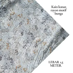 kain katun rayon motif bunga rambat warna biru,adem dan lembut ,lebar 1,5meter
