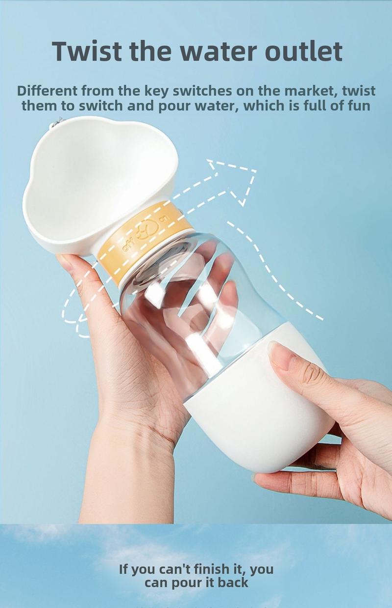 Product Introduction of One-touch water dispenser, portable pet water cup for feeding dogs and cats, outdoor portable water bottle, leak-proof design, lightweight and durable, essential water feeder for dog walking 5