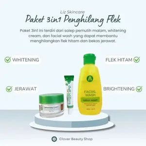 Liz Skincare Paket 3 in 1 ( Paket Wajah Glowing ) Facial Wash - Day Whitening Cream - Night Whitening Cream ( KPM ) Menghilangkan Flek Hitam dan Mencerahkan Muka Perawatan Pencerah Pelembab