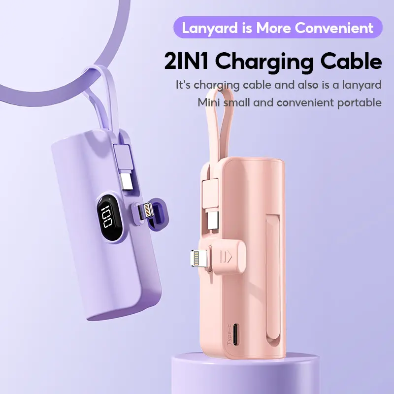Power Bank Wireless Mini 5000mAh Powerbank Awet Tahan Lama Lightning/Tipe C 5V/2A Fast Charging Pengisian Cepat Baterai Pengisi Daya Portabel Untuk iPhone dan Android Bank Daya Original Asli Terbaik Power Bank 5000mAH /charger iphone/Charger fast charging 4