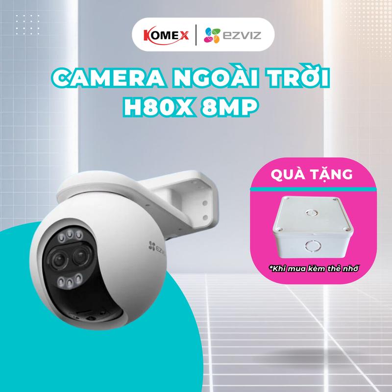 Mẫu mới Camera wifi ngoài trời EZVIZ H80x 2 ống kính 4K Xoay 360 độ Đàm thoại 2 chiều Phát hiện người phương tiện góc siêu rộng - Ezviz Komex Store