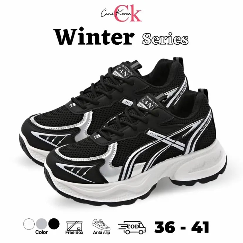 { Ketik Mau 5x } CANIKOREA Winter Sepatu Sneakers Wanita Trendy Casual Korean olahraga senam y2k 9256