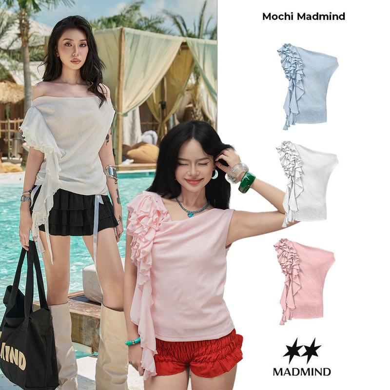 MADMIND [ MẶC 3 KIỂU ] Áo Nữ Trễ Vai Thiết Kế MOCHI TOP - Áo Lệch Vai Mùa Hè Đi Biển Màu Trắng / Hồng / Xanh Biển - Mùa Hè