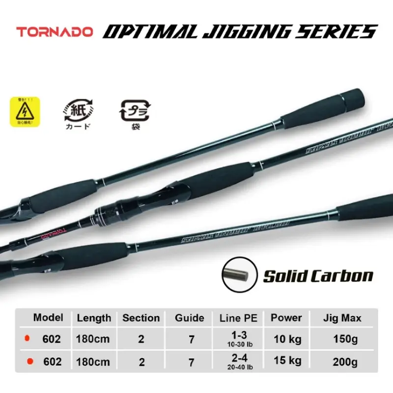JORAN TORNADO OPTIMAL JIGGING SERIES 180CM PE 1-3 & PE 2-4 SOLID CARBON TOP 2