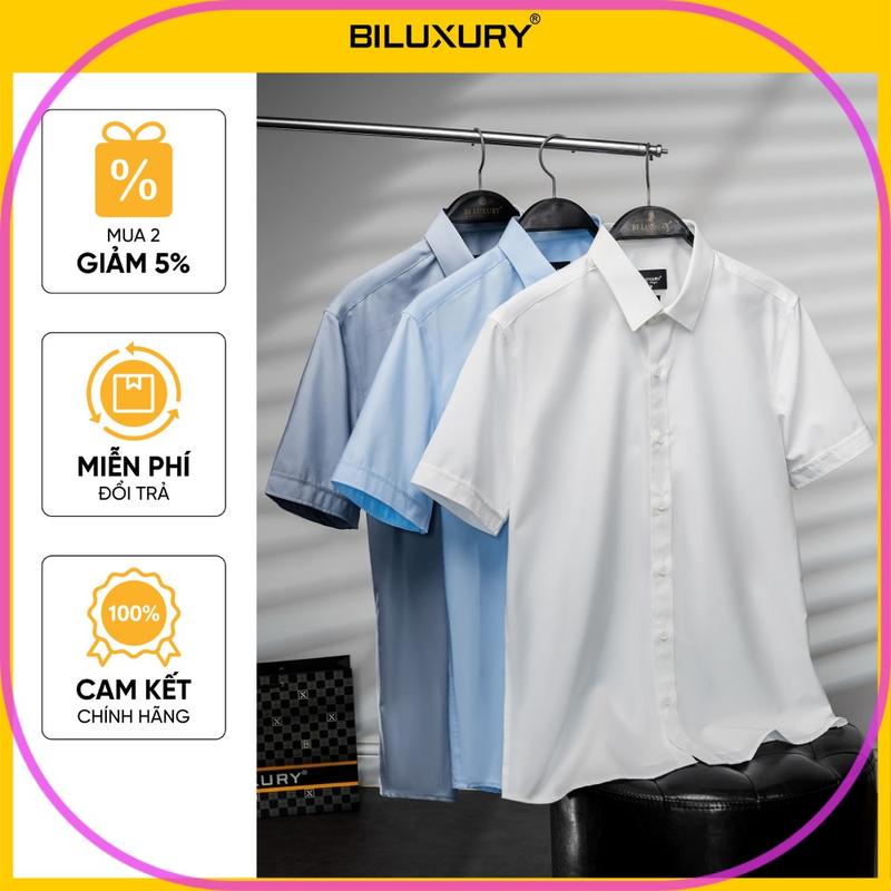 áo thun Áo Sơ Mi Nam Ngắn Tay BILUXURY 9SMCB548 Chất Vải Kháng Khuẩn Chống Tia…