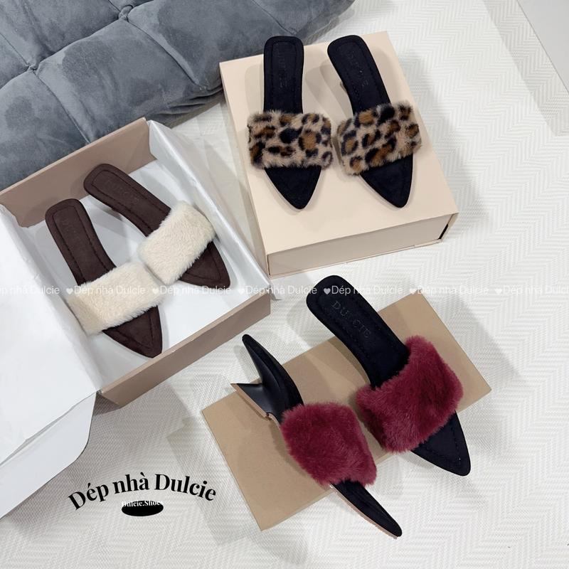 Guốc Xuồng Nữ Cao 5cm CÓ BIG SIZE Quai Lông Tơ Mịn Mang Êm Có Mũi Vuông Và Mũi Nhọn Đế Chống Trượt