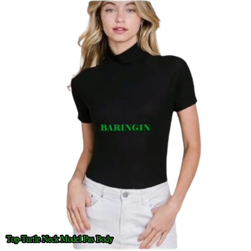 Product Introduction of MANSET TURTLENECK PREMIUM LENGAN PENDEK-MANSET POLOS DALAMAN WANITA Kaos Nyaman Hitam Panjang Tangan Oblong Atasan 16