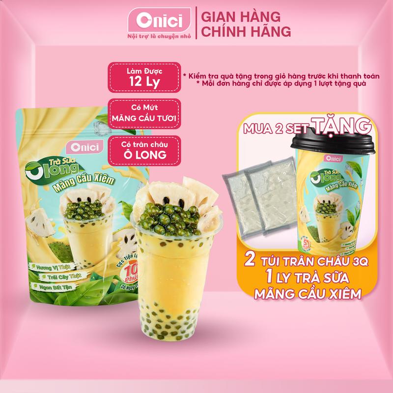 Set Trà Sữa Olong Mãng Cầu Xiêm nấu được 12 ly Bếp Của Mẹ ONICI [set nguyên liệu trà sữa Olong] - kèm Công Thức nấu tiện lợi