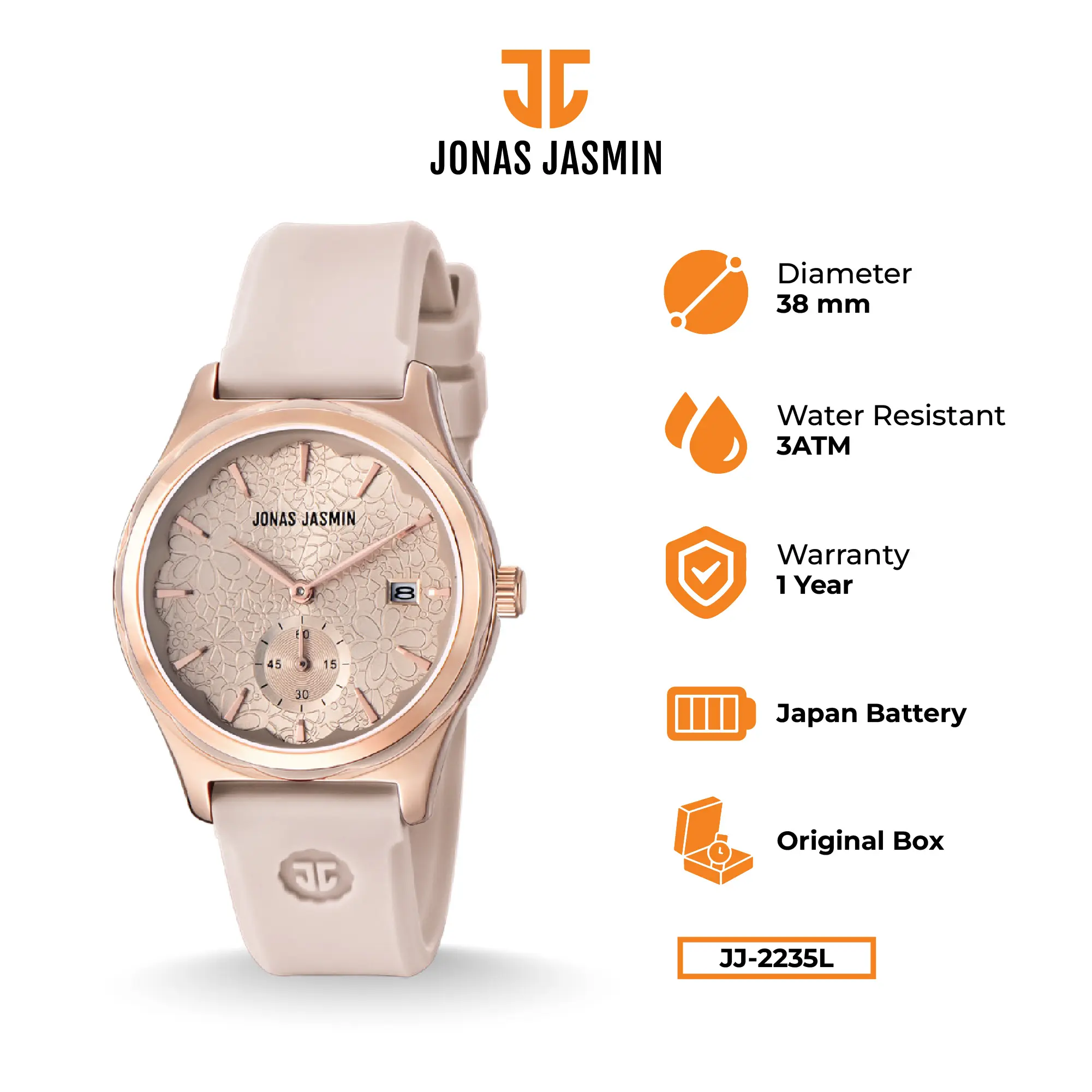 Jonas Jasmin - Jam Tangan Wanita Analog JJ-2235L Watch Include Box Fullset