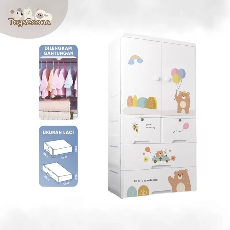ToysZoona Lemari Plastik Pakaian Laci Susun Plastik Rak Susun Penyimpanan Lemari Pakaian Plastik Furniture 4