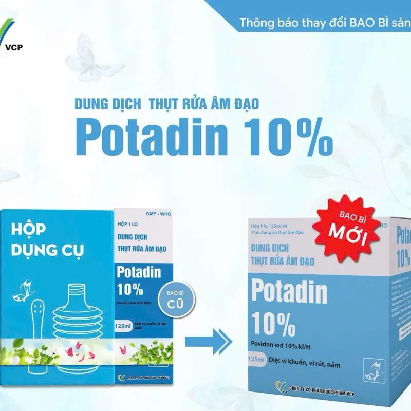 Combo dung dịch thụt rửa + dụng cụ Potadin 10% - Làm Sạch 1