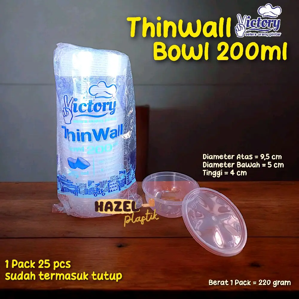 [ISI 25 PCS) Thinwall Roundbowl Bowl 200ml VICTORY / Mangkok Plastik microwave / wadah salad buah