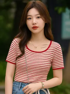 Sweater Knit Top - Stripes Colour Knit Import Sweater Korean Style Baju Wanita