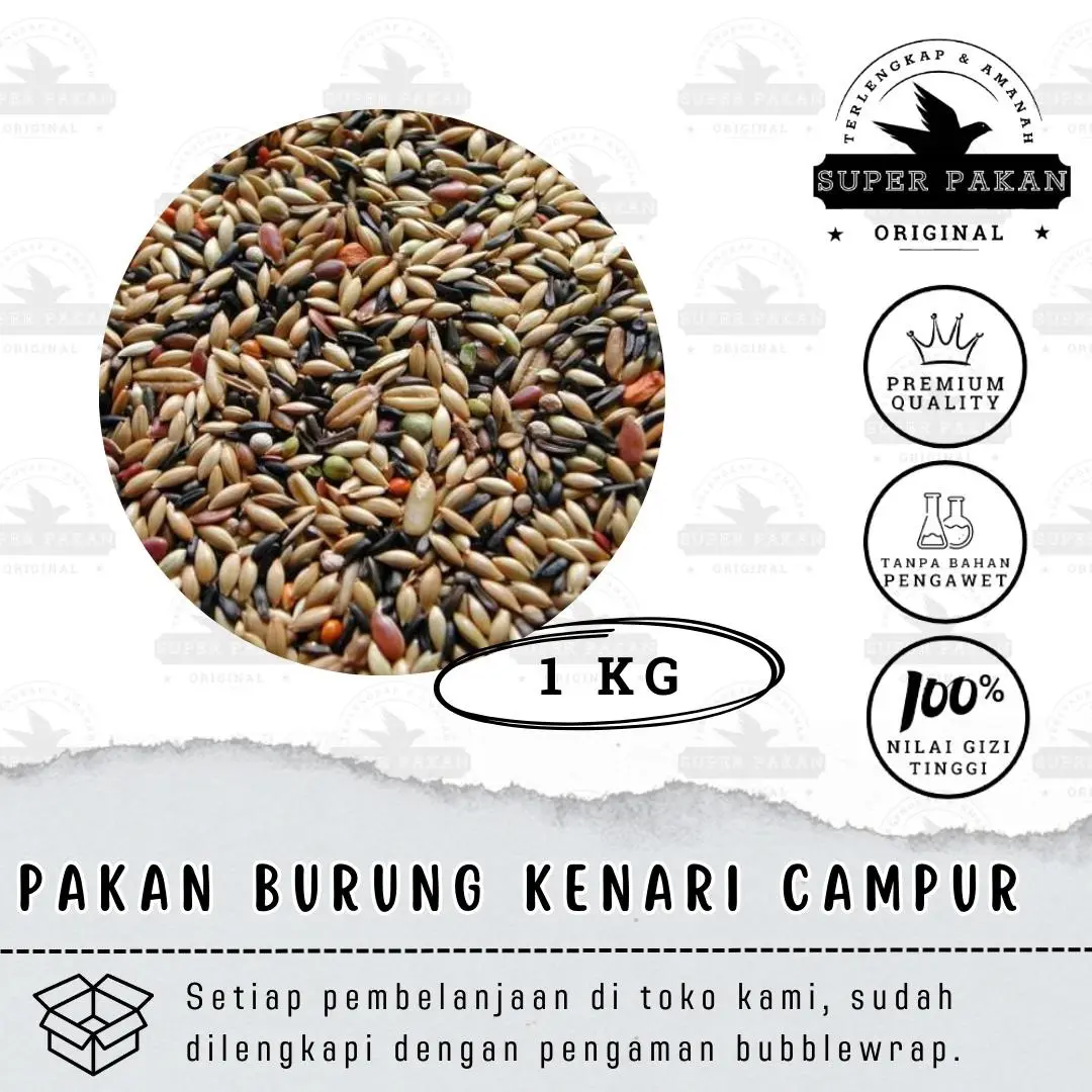 Pakan Burung Kenari Milet Campur Komplit 1 Kg Biji Grade A Premium Untuk Finch Lovebird Brajangan
