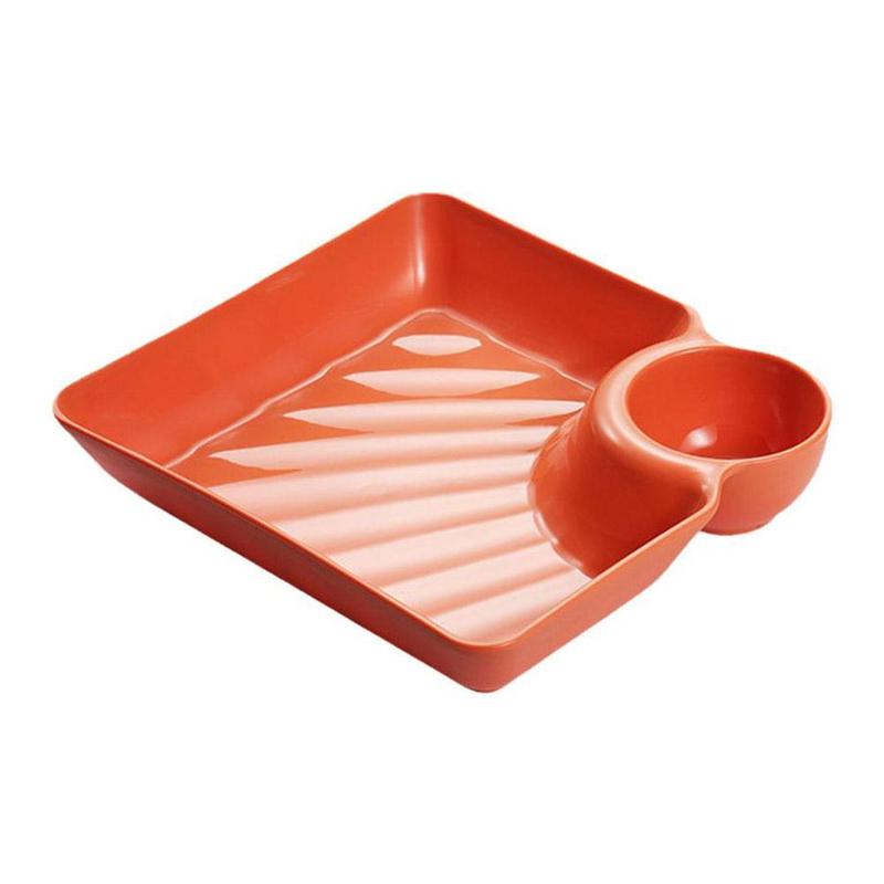 Product Introduction of Household Creative Dumpling Plate With Vinegar Dish, Dumpling Plate, French Fries, Dipping Saucer, Sushi Grid Plate, Square Universal Dining Plate 26